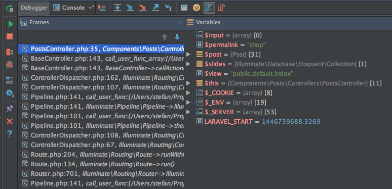 Catched variables